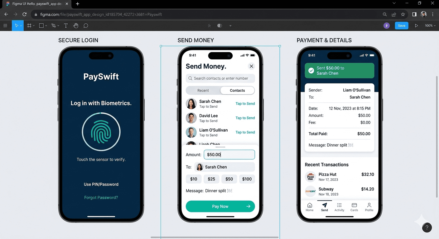 PaySwift – FinTech Digital Wallet Interface